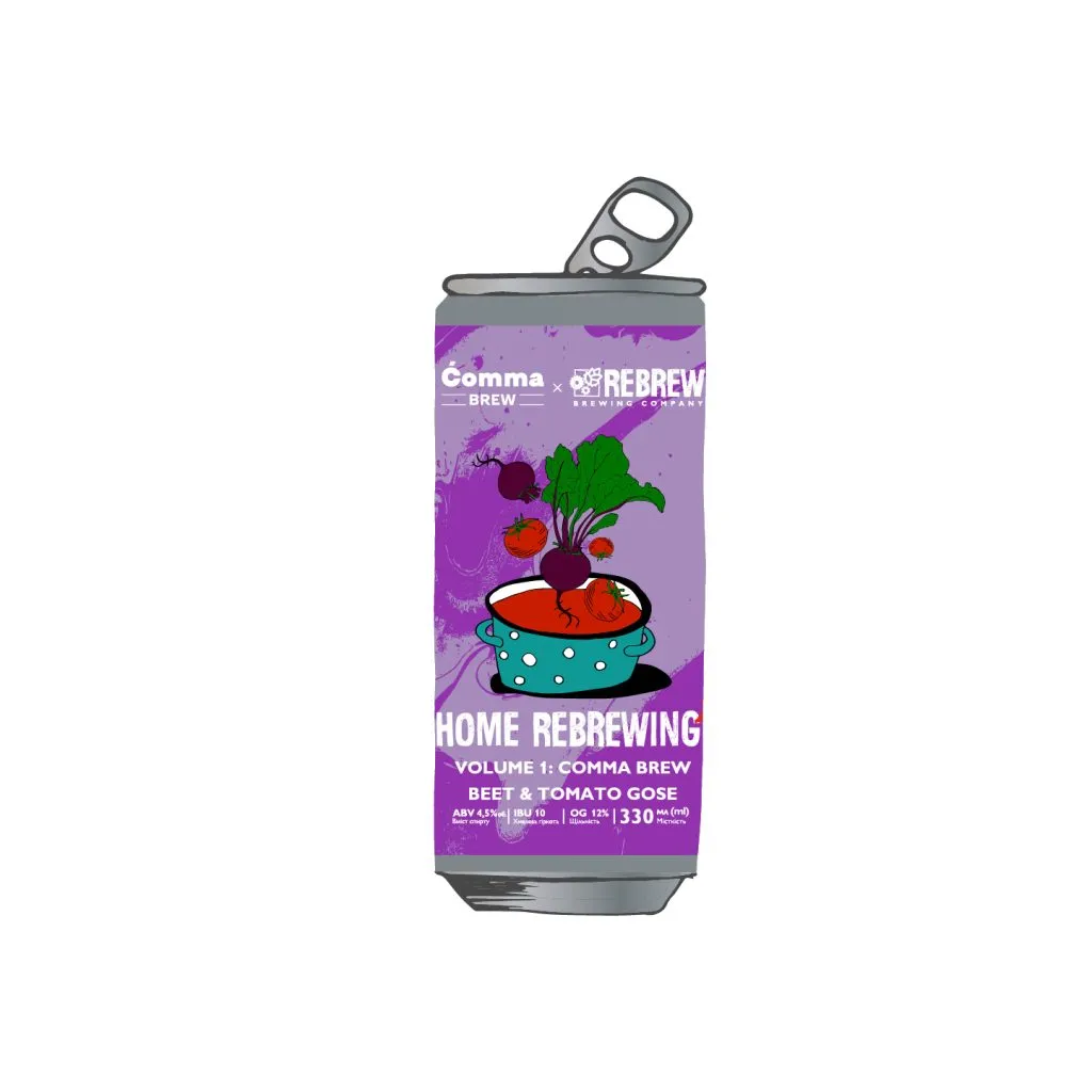 [100003511] Пиво Rebrew Home Rebrewing 2. Volume 1: Сomma Brew Beet & Tomato Tomato Gose, ABV 4,5%, 0.33л