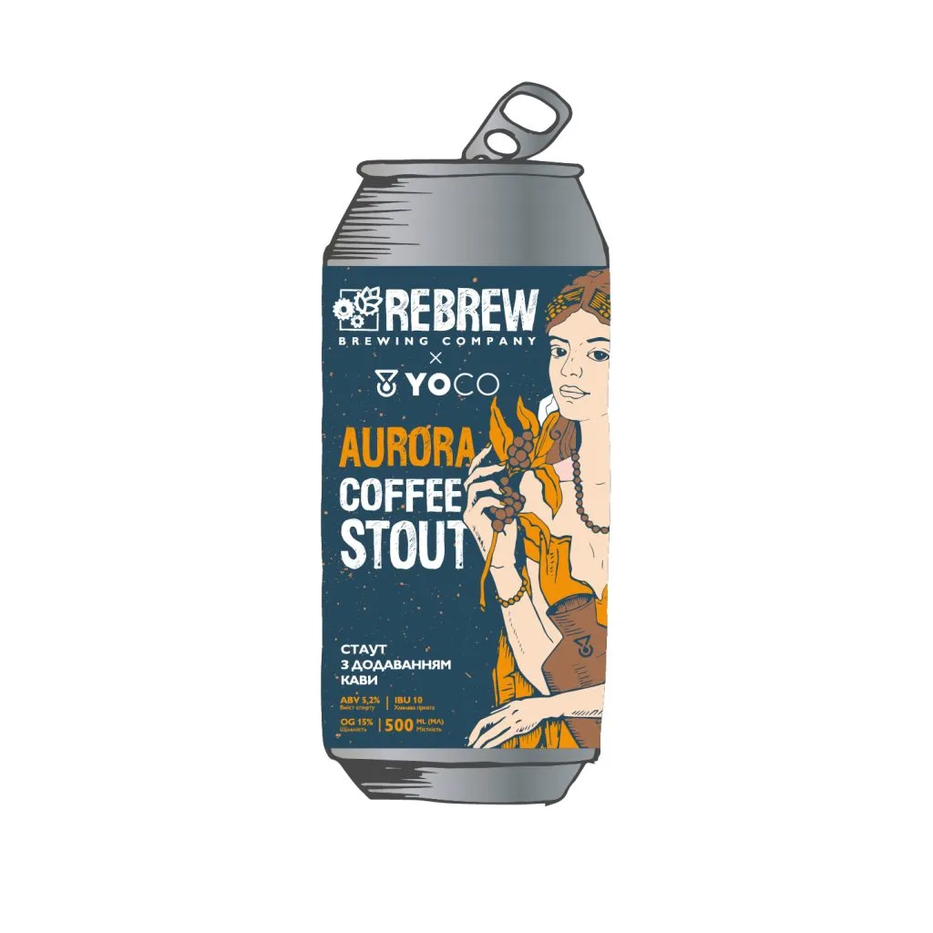 Пиво Rebrew Aurora coffee Stout x YoCo Roastery Coffee Stout, ABV 5,2%, 0.5л