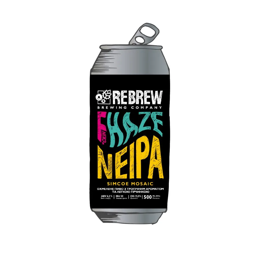 [100000718] Пиво Rebrew F* Haze Simcoe, Mosaic NEIPA, ABV 6.2%, 0.5 л
